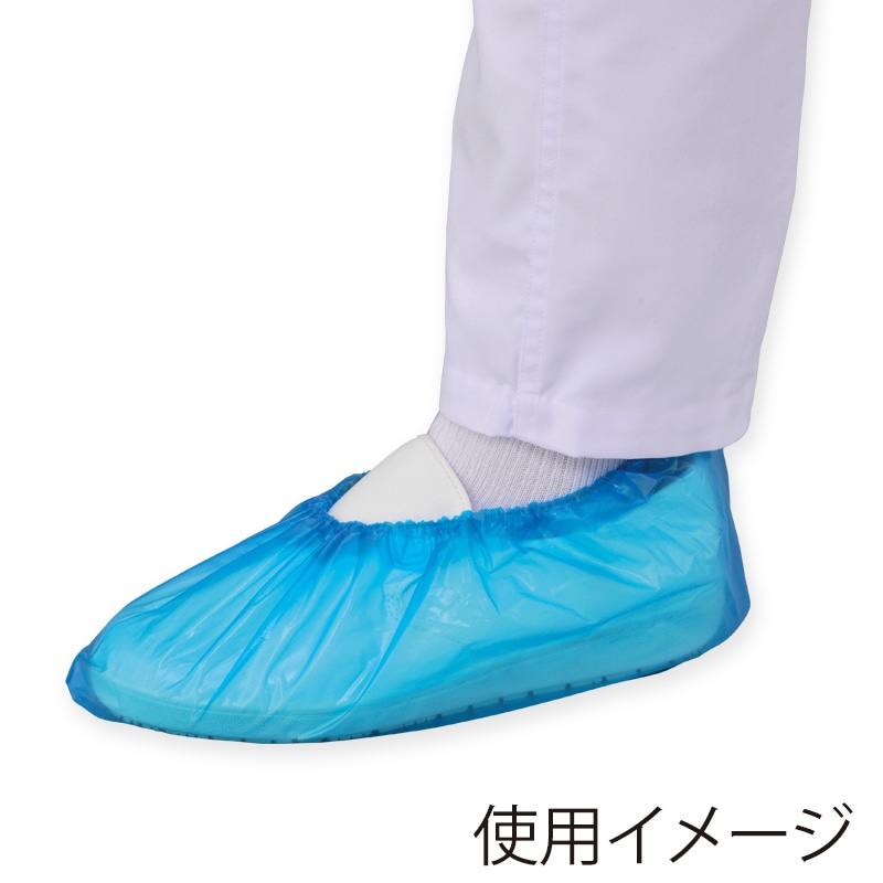 エブノ ポリエチシューズカバー 袋入 フリー 726 ブルー 100枚/袋(ご注文単位10袋)【直送品】