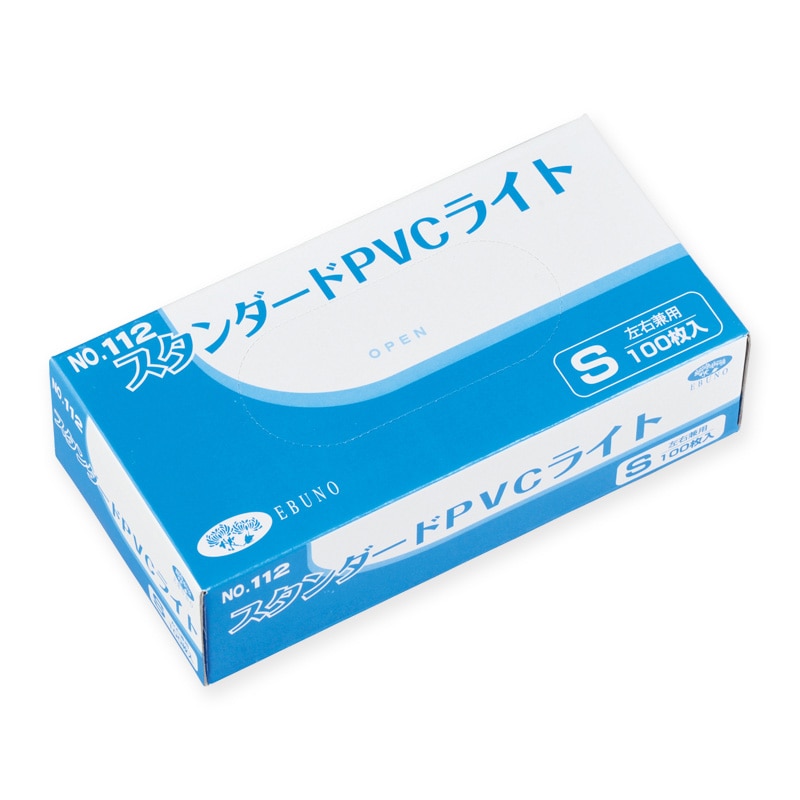 エブノ PVC手袋 スタンダードライト S 112 半透明 100枚/箱(ご注文単位30箱)【直送品】