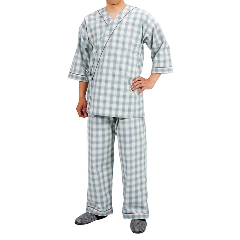 寝巻き セパレートタイプ 紳士用 NO.0730 M タータングリーン 1枚(ご注文単位1枚)【直送品】
