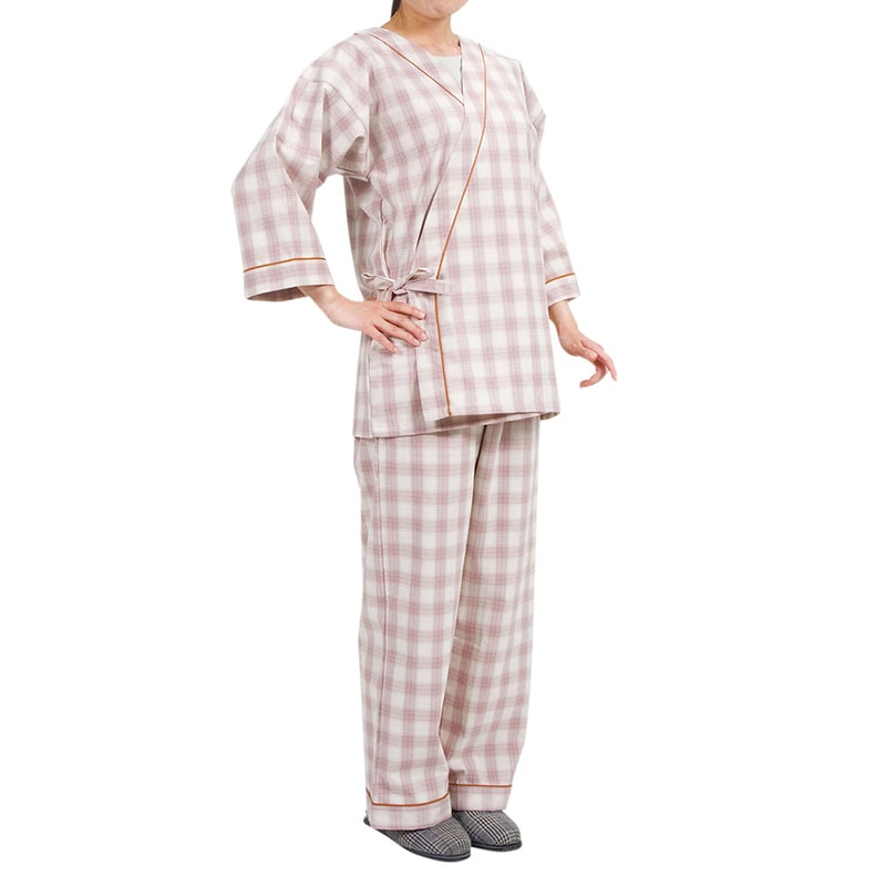 寝巻き セパレートタイプ 婦人用 NO.0730 L タータンピンク 1枚(ご注文単位1枚)【直送品】