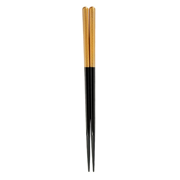 福井クラフト 六角木目箸 22cm 黒/金 90030715 1組(ご注文単位1組)【直送品】