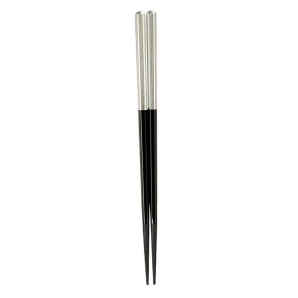 福井クラフト 六角木目箸 22cm 黒/銀 90030716 1組(ご注文単位1組)【直送品】