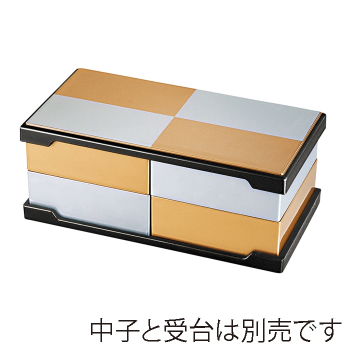 福井クラフト 8.5寸長角　システムオードブル　蓋 金銀市松渕黒　裏黒 21003670 1個（ご注文単位1個）【直送品】