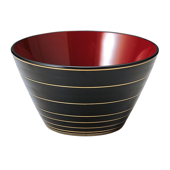福井クラフト クイーン鉢 黒/金ライン 内朱 70010350 1個(ご注文単位1個)【直送品】