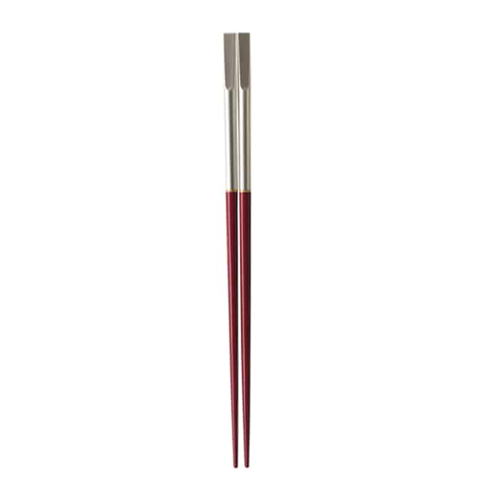>福井クラフト 細身両天削丸箸　22.5cm 銀／赤溜 90031939 1組（ご注文単位1組）【直送品】