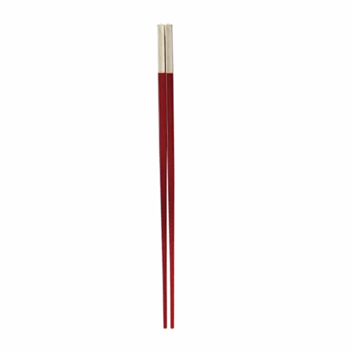 福井クラフト 細身錐頭箸　25cm 銀／赤溜 90032024 1組（ご注文単位1組）【直送品】