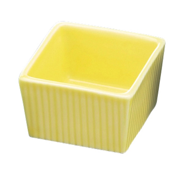 福井クラフト 陶器珍味 5.8cm筋入角 黄 93017910 1個(ご注文単位1個)【直送品】