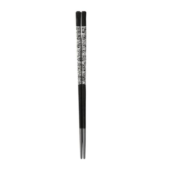 福井クラフト 荒彫先太箸　22.8cm 黒／銀乱糸 30012070 1組（ご注文単位1組）【直送品】