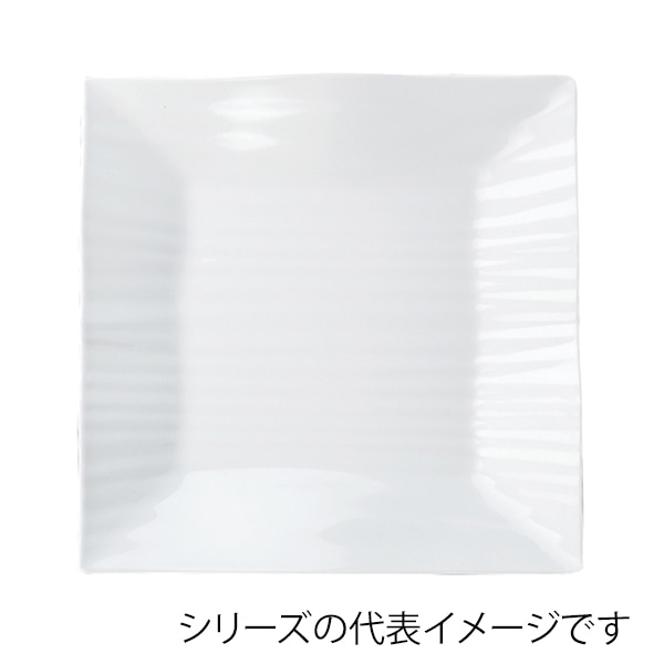 福井クラフト メラミン皿　40.7cm　筋彫角盛皿 ホワイト 51022490 1個（ご注文単位1個）【直送品】
