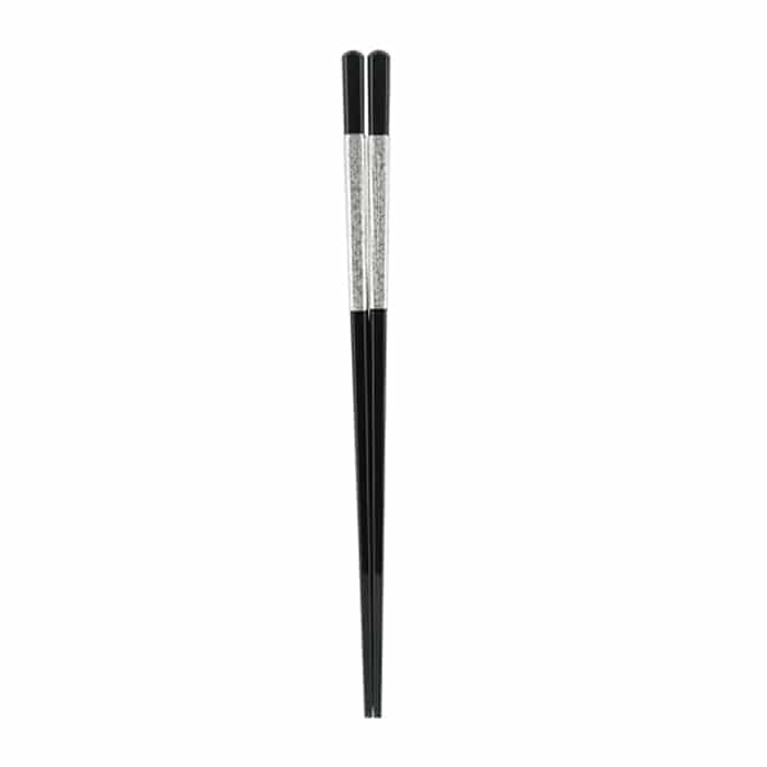 福井クラフト 糸巻き四角箸　22.5cm 黒／銀盛帯 81018231 1組（ご注文単位1組）【直送品】