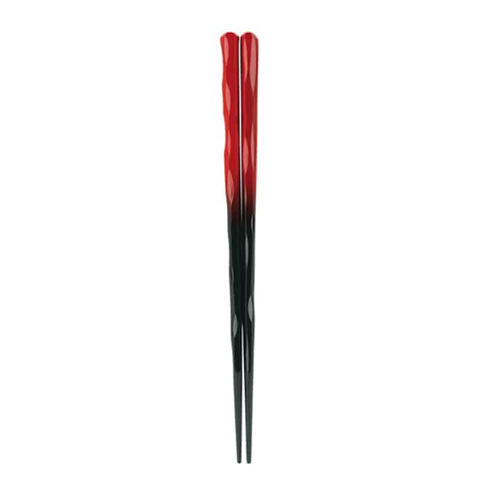 福井クラフト 六角一刀彫箸　22.5cm 朱黒ぼかし 80601300 1組（ご注文単位1組）【直送品】