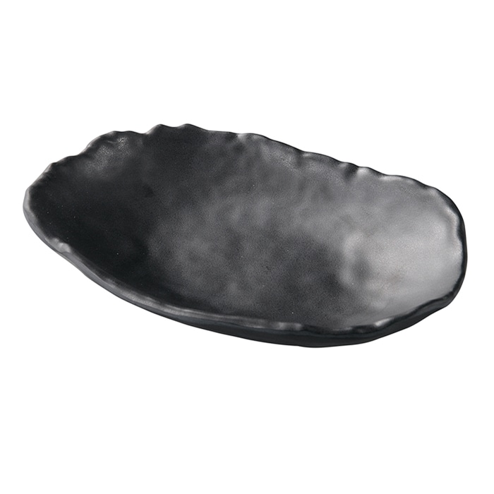 福井クラフト メラミン皿 22cm ひねり小判渕上皿 黒マット 51024790 1個(ご注文単位1個)【直送品】