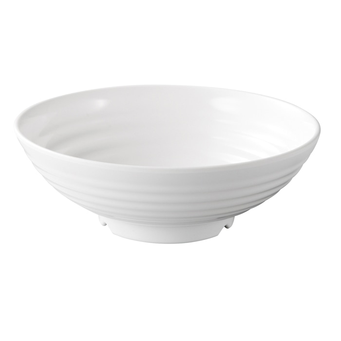 福井クラフト メラミン製　羽衣千筋麺鉢　φ24.1cm 白グロス 51025270 1個（ご注文単位1個）【直送品】