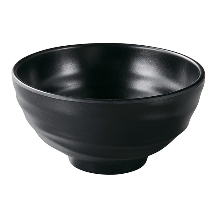 福井クラフト メラミン製　ロクロ目ひねり麺鉢　φ13.9cm 黒マット 51025290 1個（ご注文単位1個）【直送品】