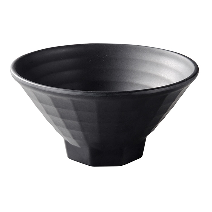 福井クラフト メラミン製　八角高台格子麺鉢　φ20.2cm 黒マット 51025350 1個（ご注文単位1個）【直送品】