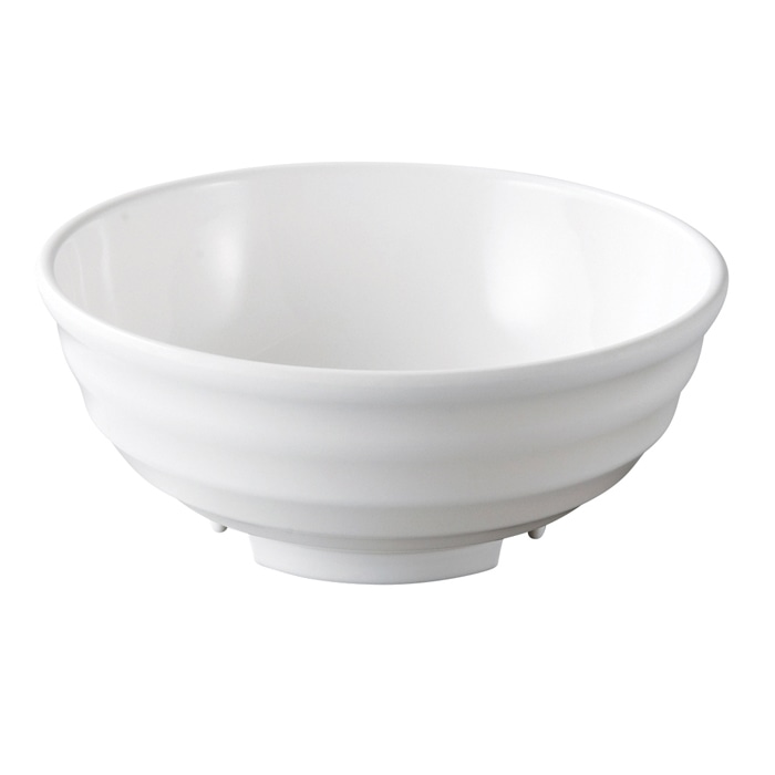福井クラフト メラミン製　彩段筋浅麺鉢　φ15.2cm 白グロス 51025390 1個（ご注文単位1個）【直送品】