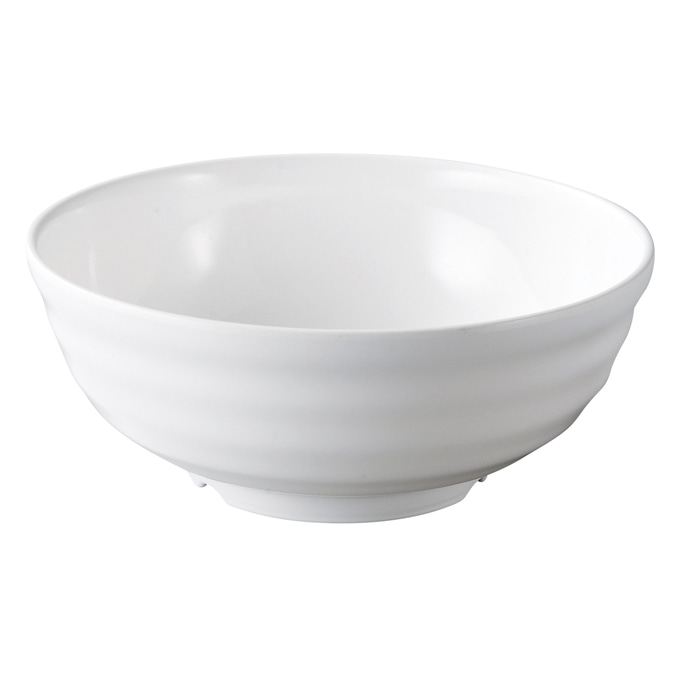 福井クラフト メラミン製　彩段筋浅麺鉢　φ19.9cm 白グロス 51025420 1個（ご注文単位1個）【直送品】
