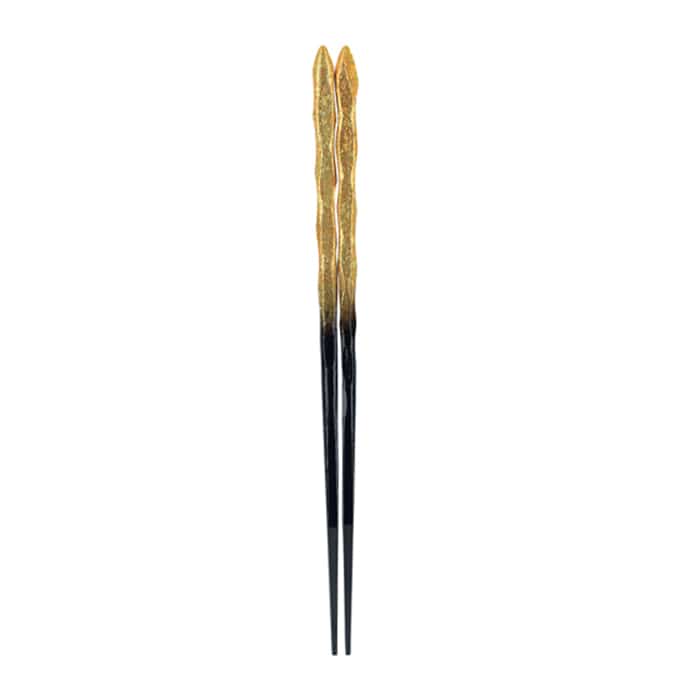 福井クラフト 荒彫とんがり箸　22.5cm 二色金箔先黒乾漆 60003220 1組（ご注文単位1組）【直送品】