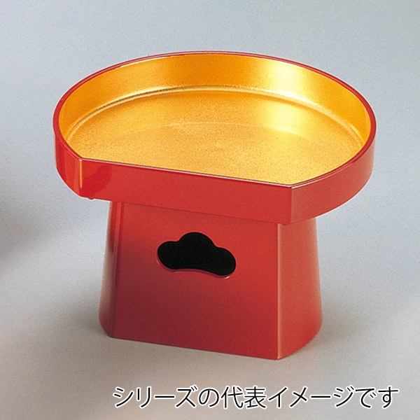 福井クラフト 三宝盛器 6寸半月 朱内金粉蒔き 51021735 1個(ご注文単位1個)【直送品】