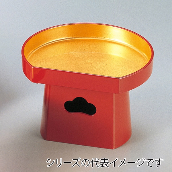 福井クラフト 三宝盛器 4寸半月 朱内金粉蒔き 51021745 1個(ご注文単位1個)【直送品】