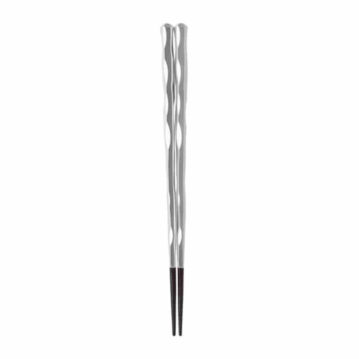 福井クラフト 六角一刀彫箸　22.5cm メタルシルバー　先茶乾漆塗 60003370 1組（ご注文単位1組）【直送品】