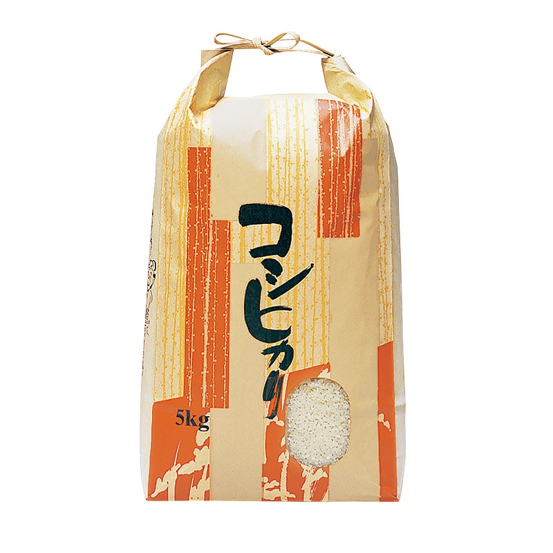 マルタカ 米袋 紐付クラフト こしひかり しぐれ 窓あり 5kg KH0110 300枚/箱(ご注文単位1箱)【直送品】