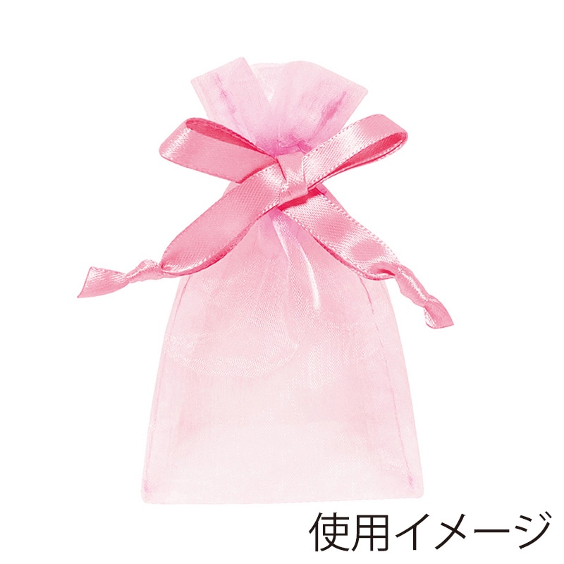エスパック オーガンジーラッピング巾着 SS ピンク 10枚/袋（ご注文単位1袋)【直送品】