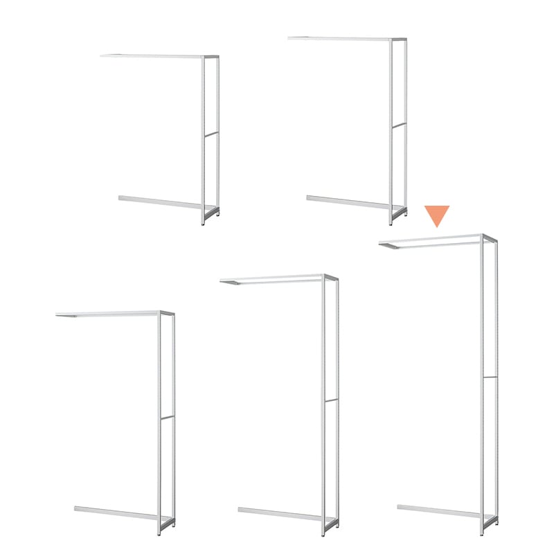 ストア・エキスプレス 店舗什器　ラテラル・ロコ　連結タイプ　ホワイト 幅90cm／奥行40×高さ240cm 61-808-56-5 1台（ご注文単位1台）【直送品】