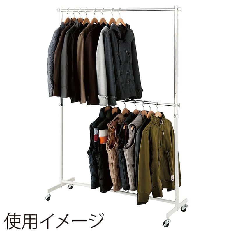 ストア・エキスプレス 重量用2段ハンガーラック ホワイト 幅120cm 61-818-85-2 1台（ご注文単位1台）【直送品】