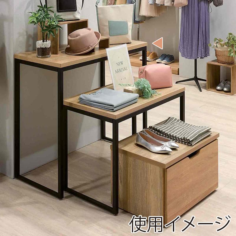 ストア・エキスプレス ミニショーテーブル ブラック脚 89.8×45 ラスティック柄天板 61-828-60-2 1台（ご注文単位1台）【直送品】