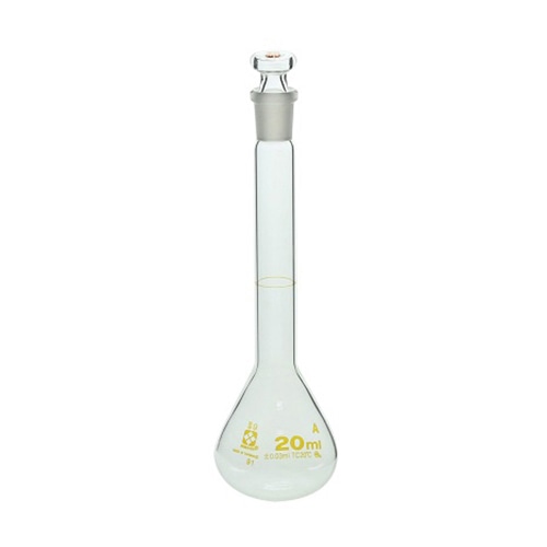 柴田メスフラスコ　ガラス製　茶目盛20ml 020060-20  1本（ご注文単位1本）【直送品】