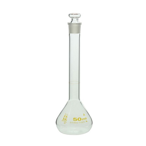 柴田メスフラスコ　ガラス製　茶目盛50ml 020060-50  1本（ご注文単位1本）【直送品】