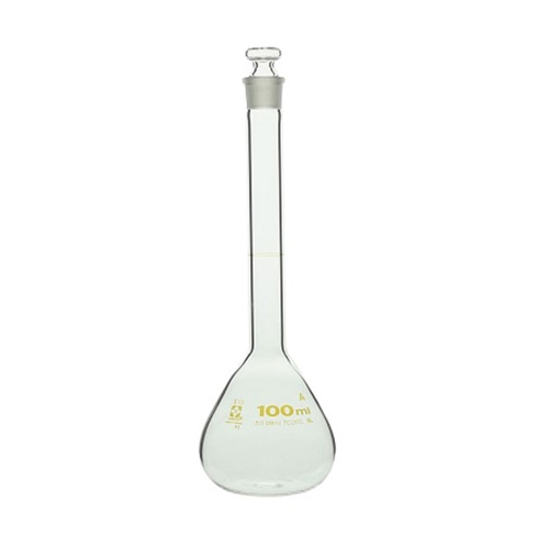 柴田メスフラスコ　ガラス製　茶目盛100ml 020060-100  1本（ご注文単位1本）【直送品】