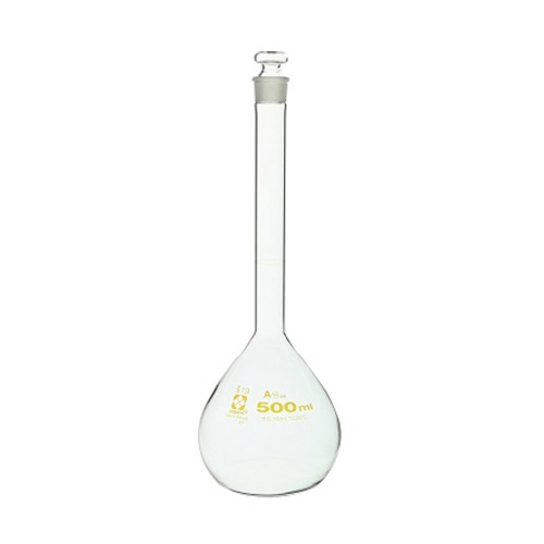 柴田メスフラスコ　ガラス製　茶目盛500ml 020060-500  1本（ご注文単位1本）【直送品】