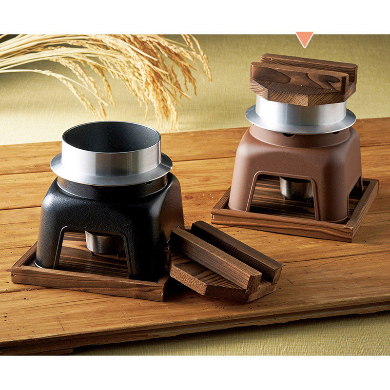 マイン お釜かまどセット 木製蓋・敷板付 大 素焼き茶 M10-125 1セット(ご注文単位1セット)【直送品】
