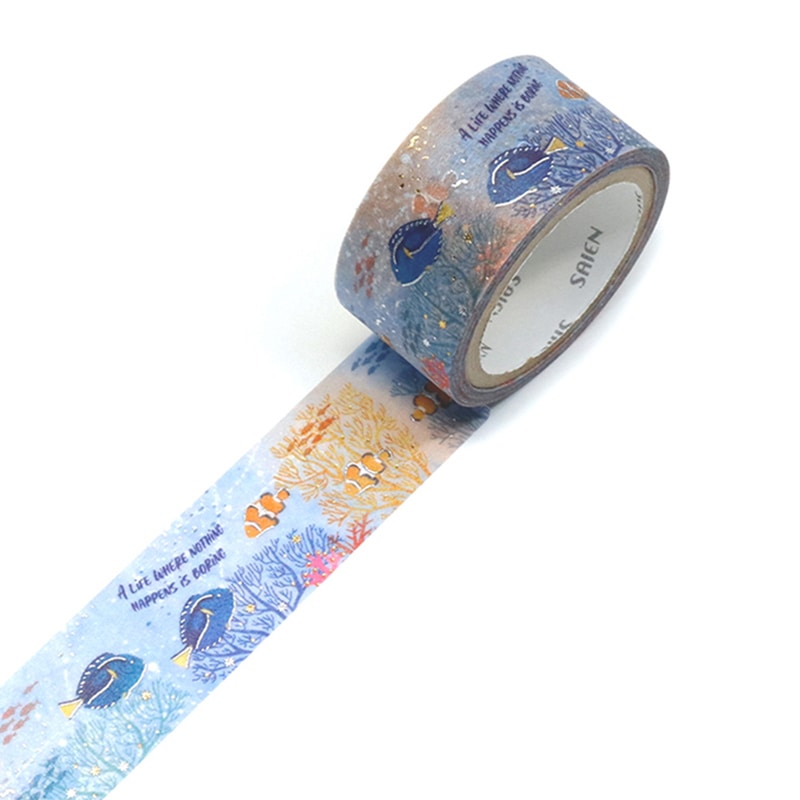カミイソ SAIEN マスキングテープ Marine Life 熱帯魚 UR-3119 1巻(ご注文単位1巻)【直送品】