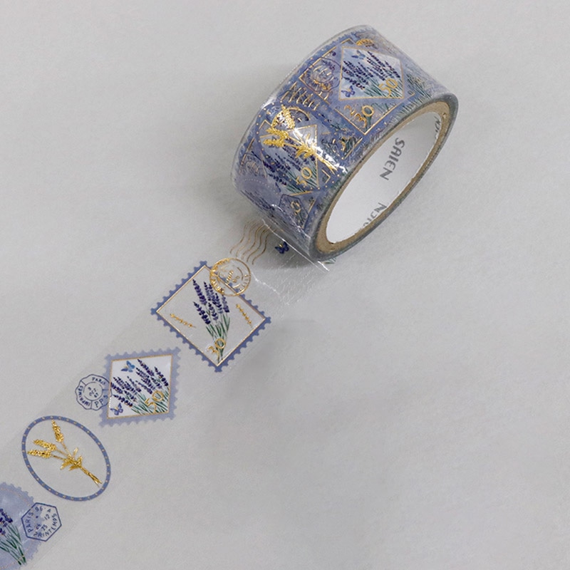 カミイソ SAIEN クリアテープ Stamp story ラベンダー HR-1013 1巻(ご注文単位1巻)【直送品】