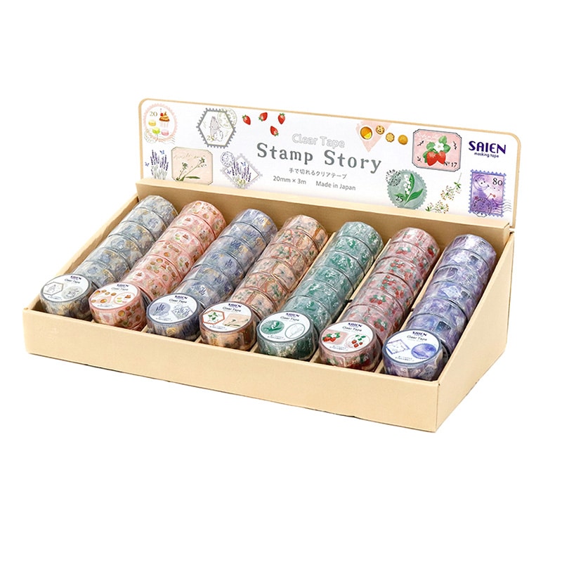カミイソ SAIEN クリアテープ 什器セット Stamp story 56巻 TR-2044 1セット(ご注文単位1セット)【直送品】