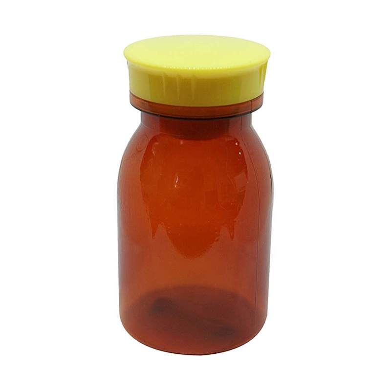 散薬瓶　PC製　茶　500cc　キャップ：黄   1個（ご注文単位1個）【直送品】