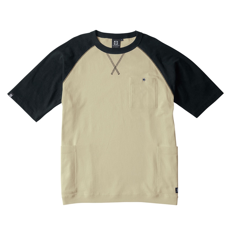 コーコス信岡 5ポケット半袖Tシャツ G-947 ブラック×カーキ 5L 1枚（ご注文単位1枚）【直送品】