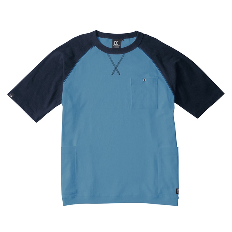 コーコス信岡 5ポケット半袖Tシャツ G-947 ネイビー×サーフブルー 4L 1枚（ご注文単位1枚）【直送品】