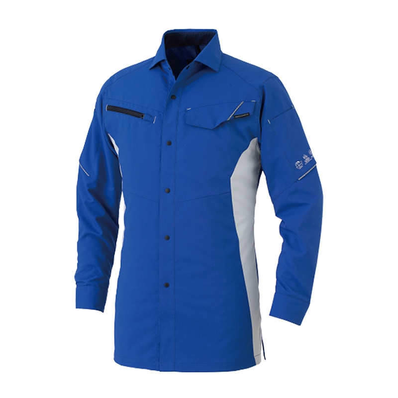 コーコス信岡 エコ・ストレッチ 長袖シャツ AE-8098 ブルー 4L 1枚（ご注文単位1枚）【直送品】