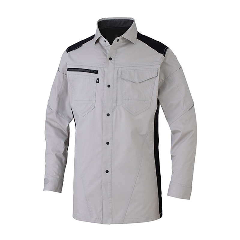 コーコス信岡 ストレッチ長袖シャツ AG-3088 シルバー 6L 1枚(ご注文単位1枚)【直送品】