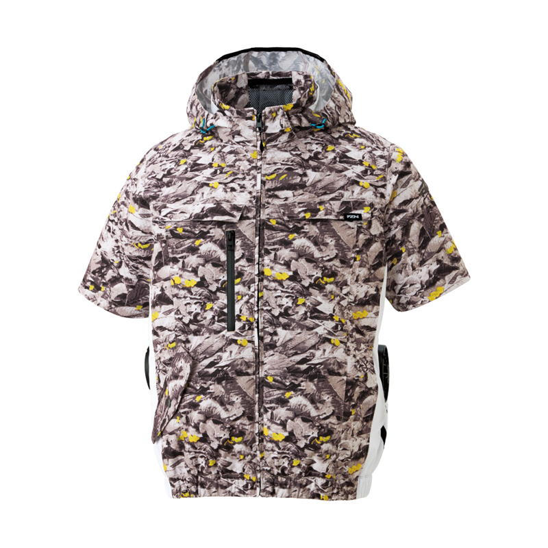 FZN 空調風神服 半袖ブルゾン ストレッチ カモフラグレー M KF92630 1枚（ご注文単位1枚）【直送品】
