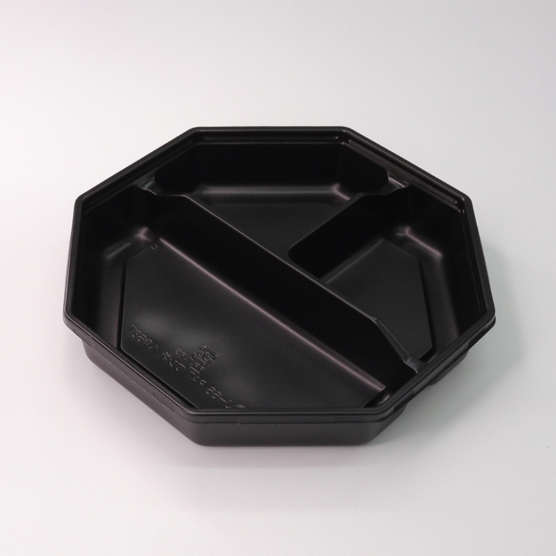 アクタ 弁当容器 ワン折 八角 底 68T 黒 50枚/束(ご注文単位10束)【直送品】