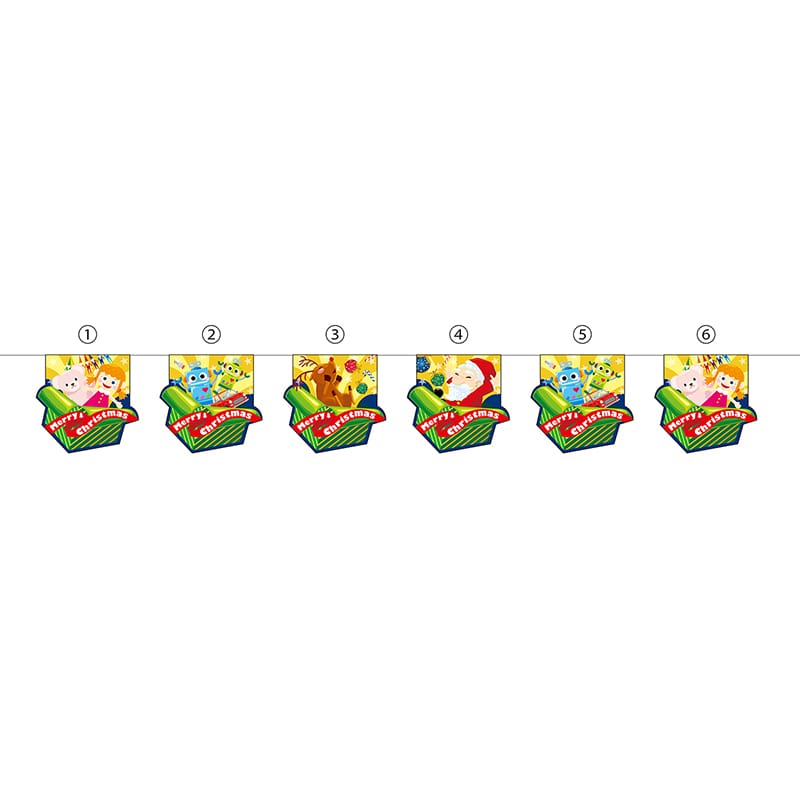 P・O・Pプロダクツ ユニークカット6連ペナント  26264　メリークリスマス箱 1枚（ご注文単位1枚）【直送品】