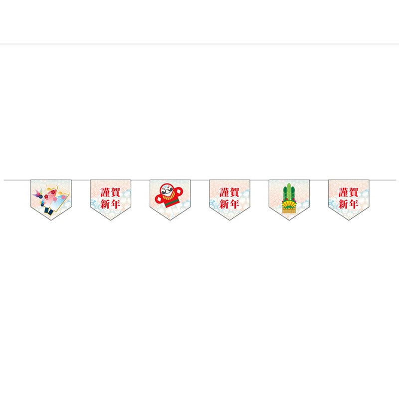 P・O・Pプロダクツ 連続旗　6連  40219　謹賀新年和風模様 1枚（ご注文単位1枚）【直送品】