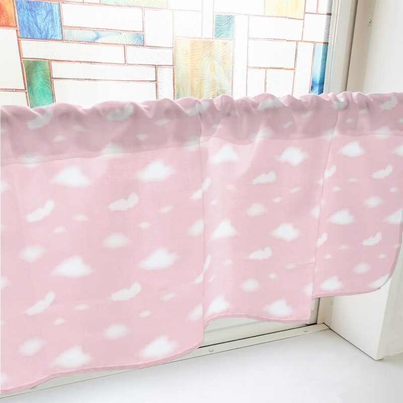 P・O・Pプロダクツ カフェカーテン W1000 40605 ぼかし雲 ピンク 1枚(ご注文単位1枚)【直送品】