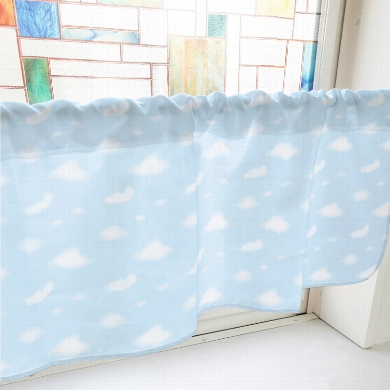 P・O・Pプロダクツ カフェカーテン W1000 40607 ぼかし雲 水色 1枚(ご注文単位1枚)【直送品】