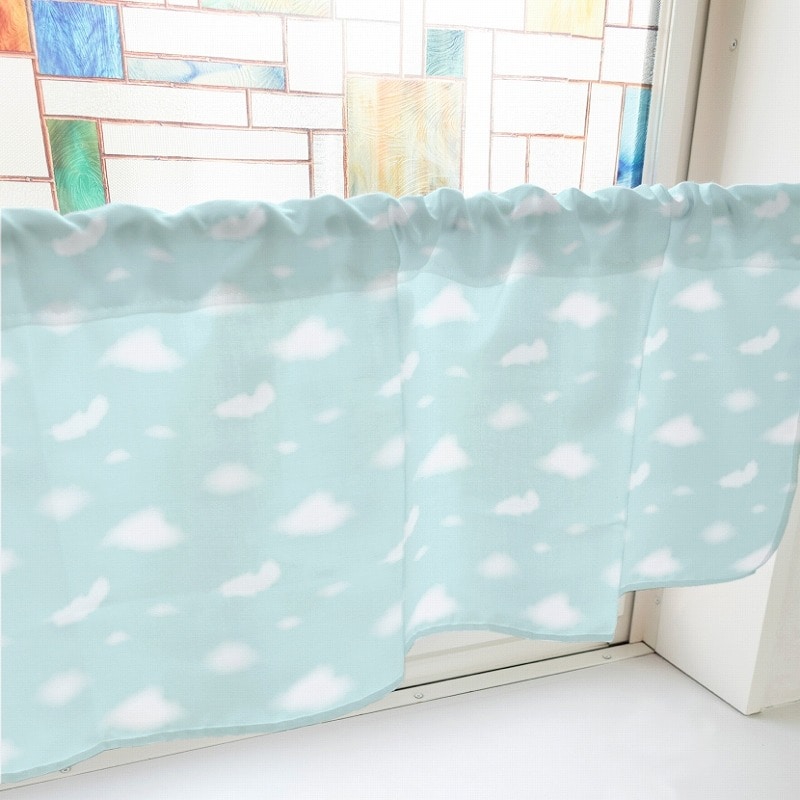P・O・Pプロダクツ カフェカーテン W1000 40609 ぼかし雲 緑 1枚(ご注文単位1枚)【直送品】